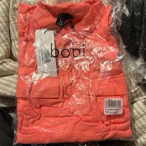 Bobi lace up pocket shirt NWT- coral